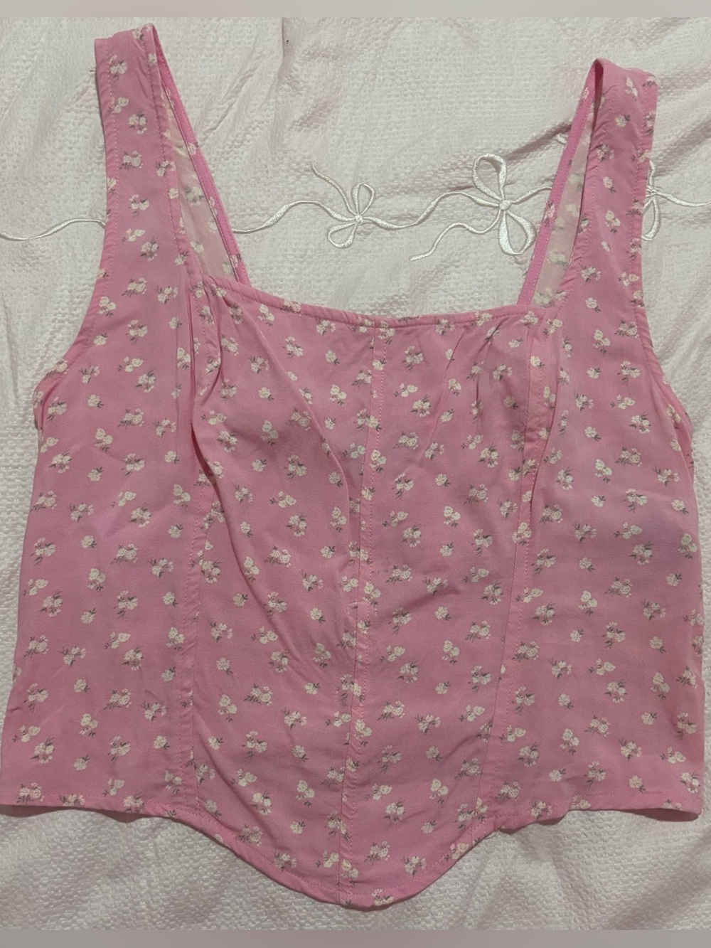 Hollister Pink Floral Square-Neck Tank Top